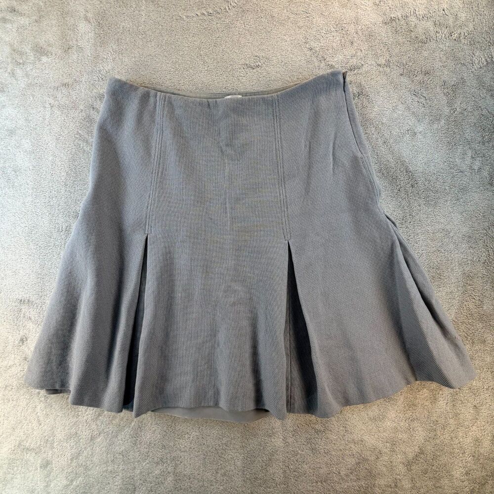 Armani Collezioni Wool Pleated Skirt Womens 12 Gray Made in Italy